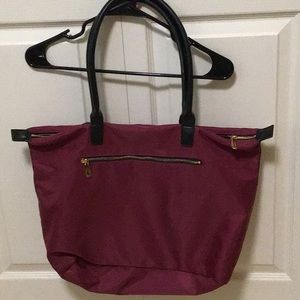 BURGUNDY WITH BLACK TRIM TOTE